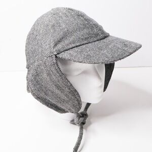 Elope Sherlock Holmes Deerstalker Hat‎ Grey Herringbone Cotton Ear Flaps Cap